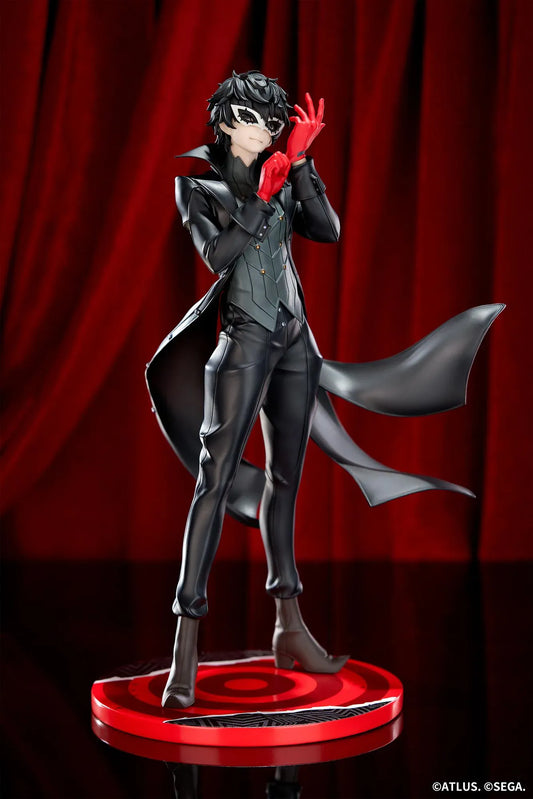 Joker Persona 5 Royal Limepie 1/8 scale figure in black outfit adjusting red glove on red base