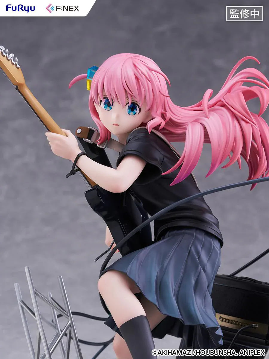 Bocchi the Rock F:Nex Hitori Gotoh Live Ver. 1/7 Scale Figure with pink hair, guitar, stage speakers, amplifier, and concert display base