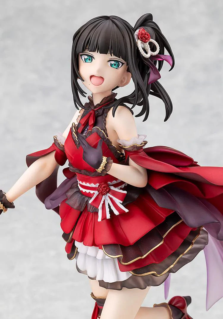 Love Live Sunshine Dia Kurosawa Love Live Days 5th Anniversary Ver. 1/7 Scale Figure featuring Dia in a red idol outfit with black and gold accents, ribbon details, and cheerful performance pose.