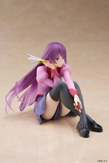 Hitagi Senjougahara Desktop Cute reissue figure from Monogatari Series sitting with stationery accessories