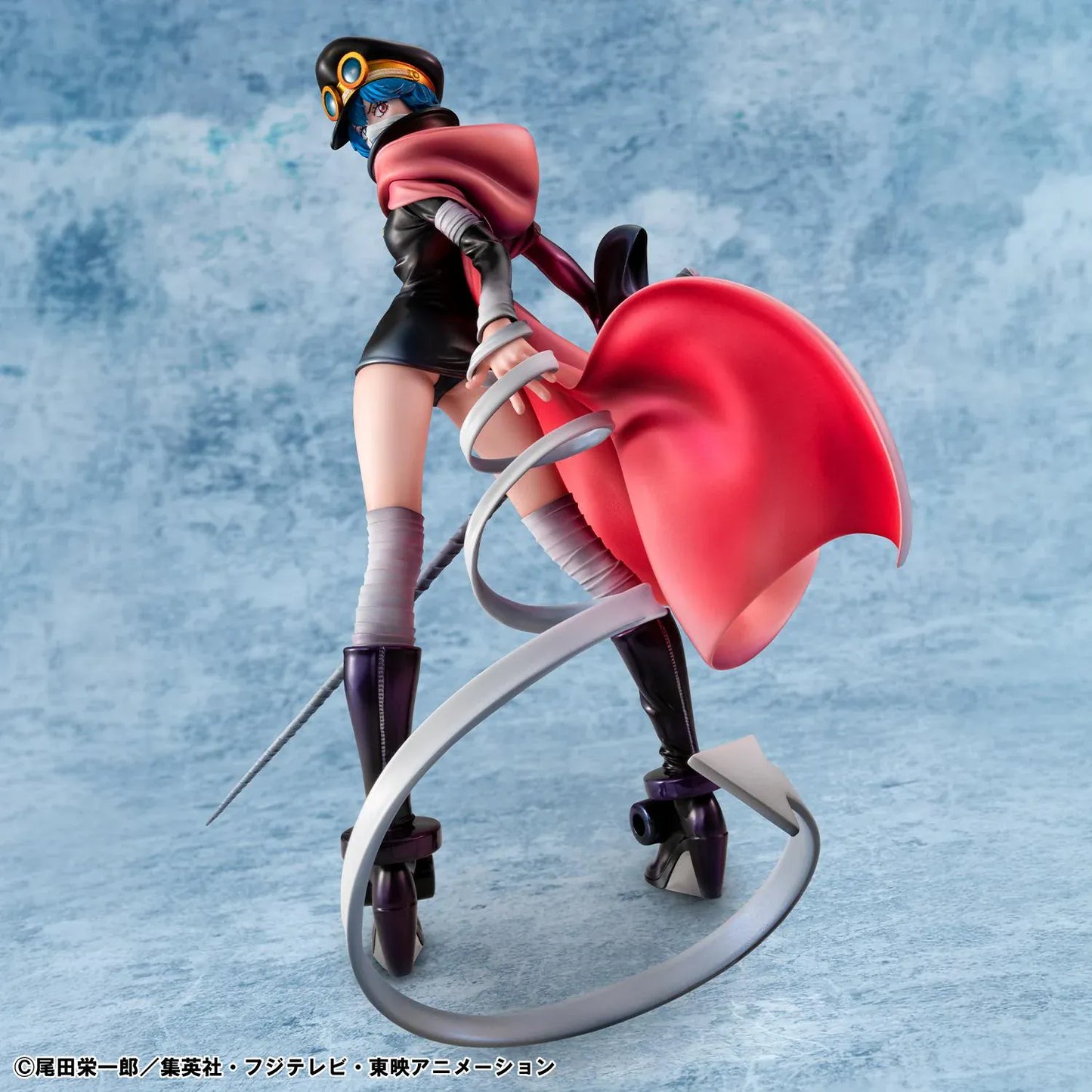 One Piece Portrait Of Pirates Elevated Boost Saint Gunko Figure with black outfit, red cape, goggles, and weapon
