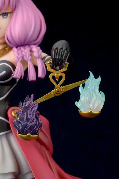 Frieren Beyond Journey’s End Aura the Guillotine 1/7 scale figure with pink hair, horns, flowing red cape, and scales accessory