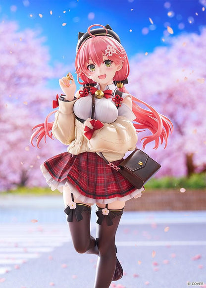 hololive production Sakura Miko Date Style Casual Outfit Ver. 1/7 Scale Figure with pink hair, plaid skirt, jacket, and shoulder bag