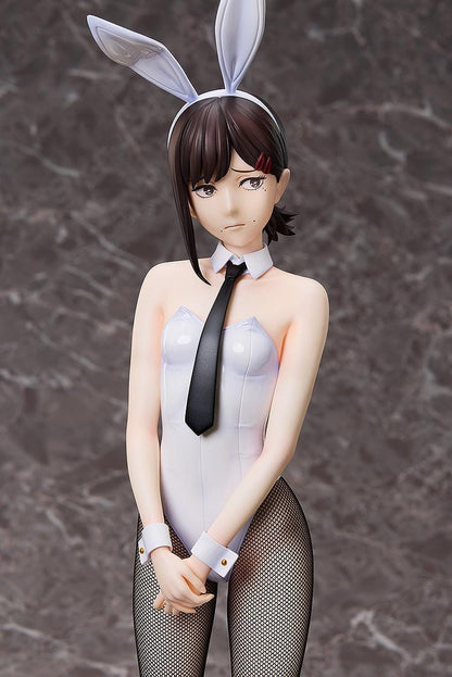 Chainsaw Man B-Style Kobeni (Bunny Ver.) 1/4 Scale Figure featuring Kobeni in a glossy white bunny outfit with black tie, fishnet stockings, and a shy pose.