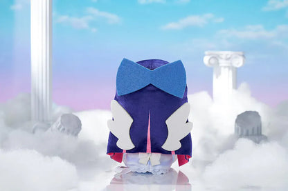 New PANTY & STOCKING with GARTERBELT Stocking Punipuni Plushie with purple hair, blue eyes, heart details, and seated chibi plush design