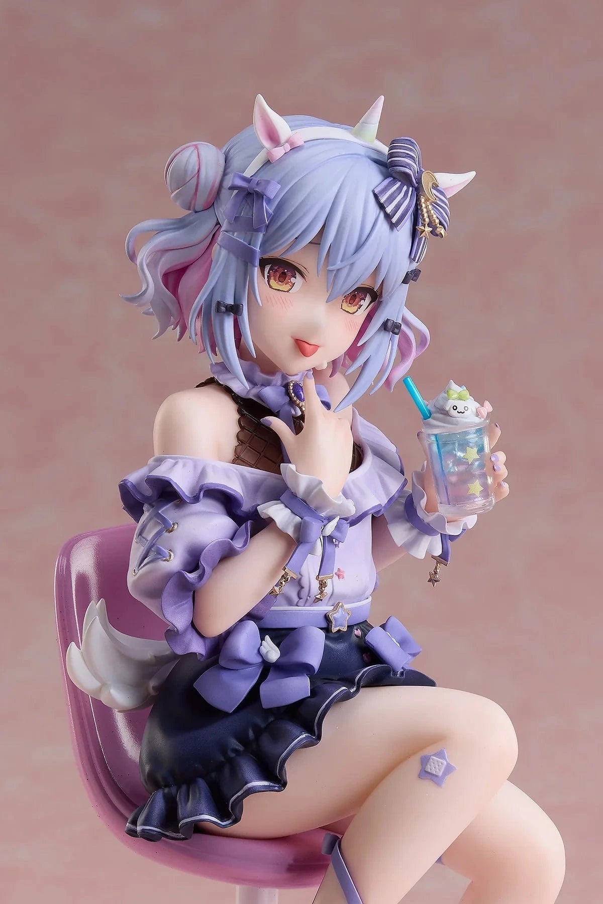 NoriPro Inuyama Tamaki Unicorn Jirai Style 1/7 Scale Figure sitting on chair holding drink