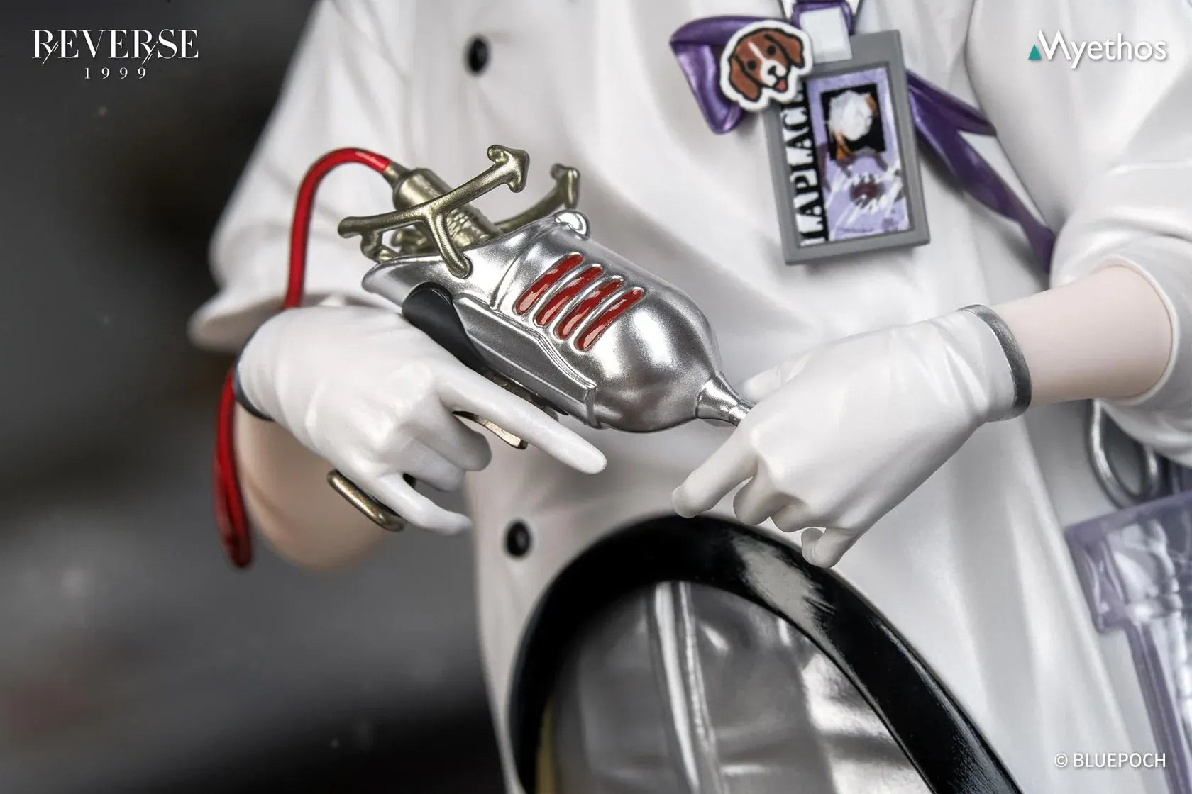 Reverse 1999 Gift+ Medicine Pocket 1/8 Scale Figure wearing a white laboratory coat, metallic silver pants, and black boots