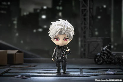 Love and Deepspace Nendoroid Sylus Figure with silver hair, red eyes, and black outfit