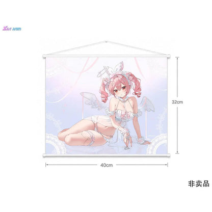 White Rabbit Rosu Angel Ver. Bonus Edition 1/4 Scale Figure illustrated by Rosuuri, featuring a pink-haired bunny girl with white rabbit ears, delicate angel wings, and a frilly white and pink outfit reclining on a fluffy display base.