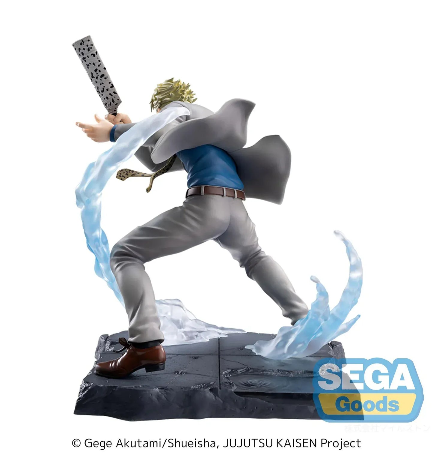Kento Nanami Luminasta figure from Jujutsu Kaisen in combat pose with wrapped sword and dynamic effect base