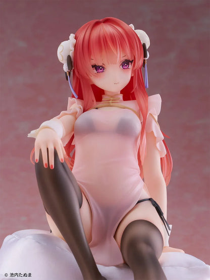 Illustration Silky Slinky Anna See-Through China Dress Ver. 1/6 scale figure seated on cushion with elegant translucent outfit