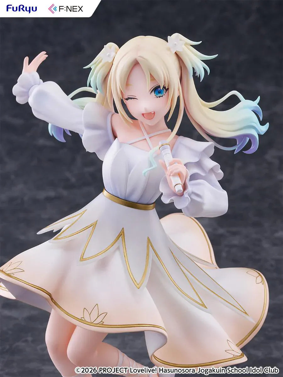 Love Live Hasunosora Girls' High School Idol Club Rurino Osawa 1/7 Scale Figure in white idol dress holding a microphone