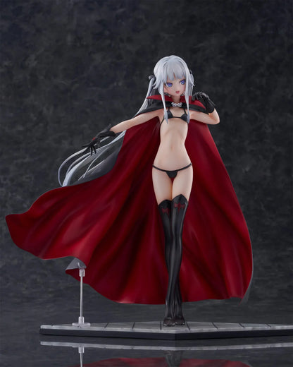 Kirie Kagarino 1/6 scale figure from Bishoujo Mangekyou featuring flowing red cape, black outfit, and silver hair on display base