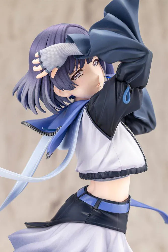 The Idolmaster Gakuen Misuzu Hataya Moon Turtle 1/7 Scale Figure with purple hair, blue-and-black outfit, flowing ribbon, and display base