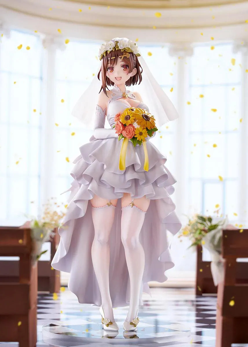 Atelier Ryza 3 Ryza Wedding Style 1/7 scale figure wearing a white bridal dress and veil while holding a colorful flower bouquet