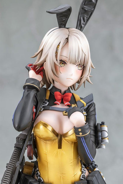 Girls' Frontline 2: Exilium Vector Molotov Bunny Ver. 1/7 scale figure wearing a metallic gold bunny outfit with tactical gear and weaponry.