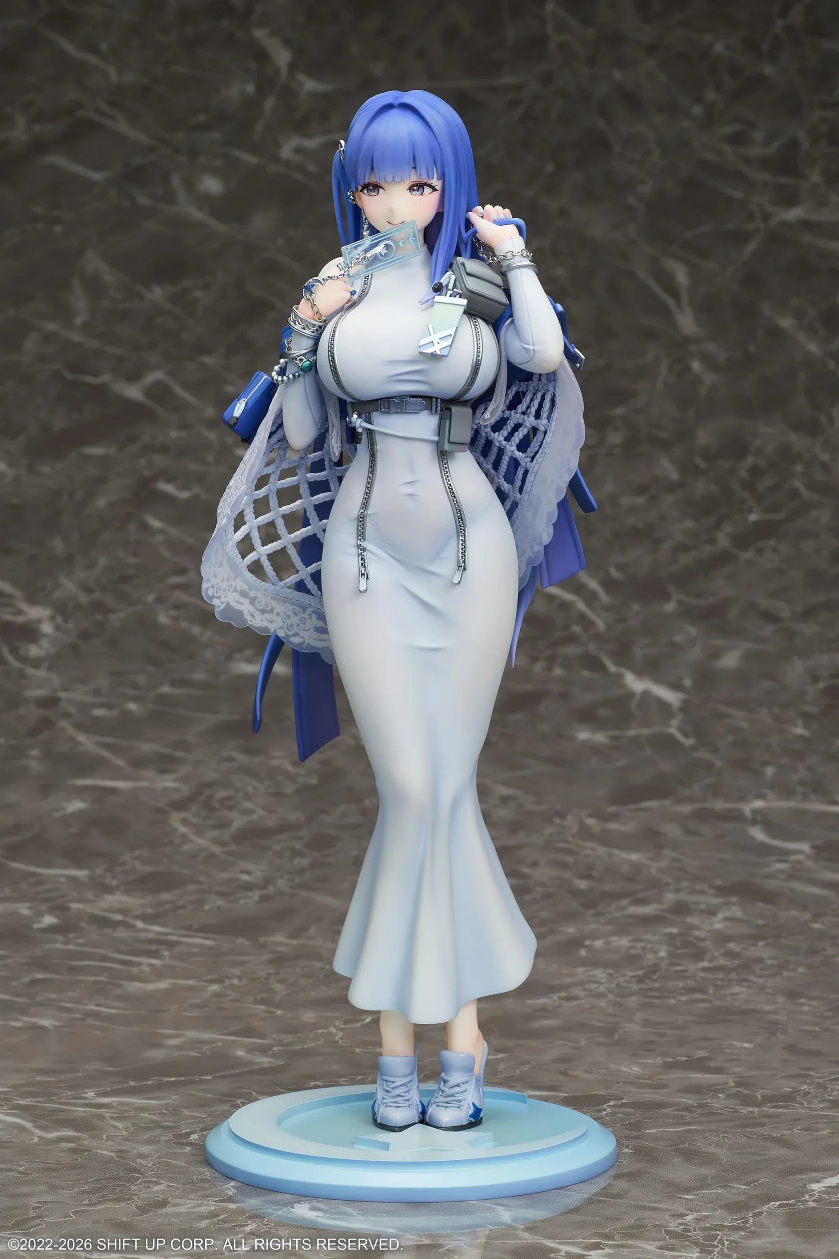 GODDESS OF VICTORY NIKKE Arcana 1/7 Scale Figure with blue hair, light-blue dress, accessories, and display base