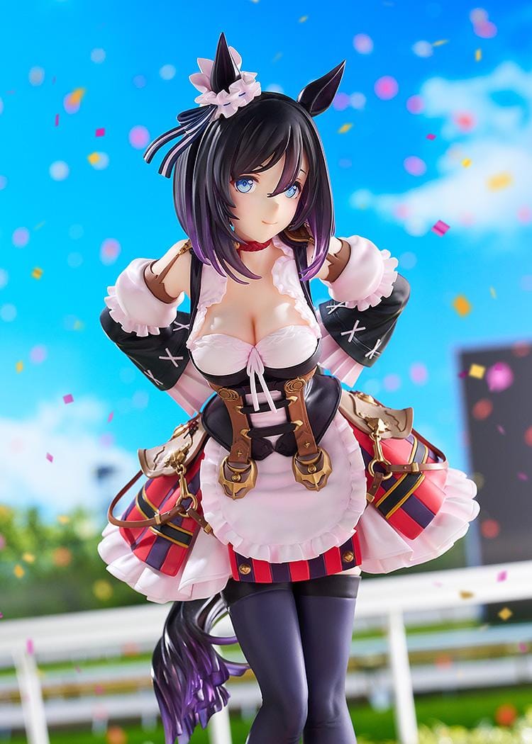 Umamusume Pretty Derby Eishin Flash Victory Pose Ver. 1/7 Scale Figure featuring Eishin Flash in a detailed race-inspired outfit with horse ears and a themed display base.