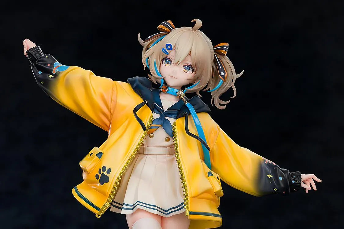 WeatherPlanet Appare Hinata 1/7 scale figure featuring Hinata in an oversized yellow jacket and dynamic balancing pose