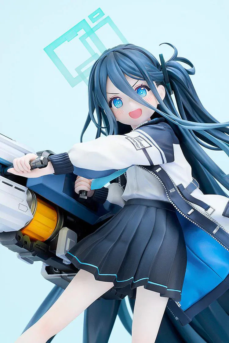 Blue Archive Aris Awaken Supernova 1/7 Scale Figure with futuristic weapon, blue hair, halo, and dynamic action pose