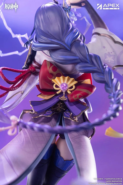 Genshin Impact Raiden Shogun Plane of Euthymia 1/7 Scale Figure featuring Raiden Shogun with purple Electro effects, sword, Inazuma outfit, and dramatic display base.