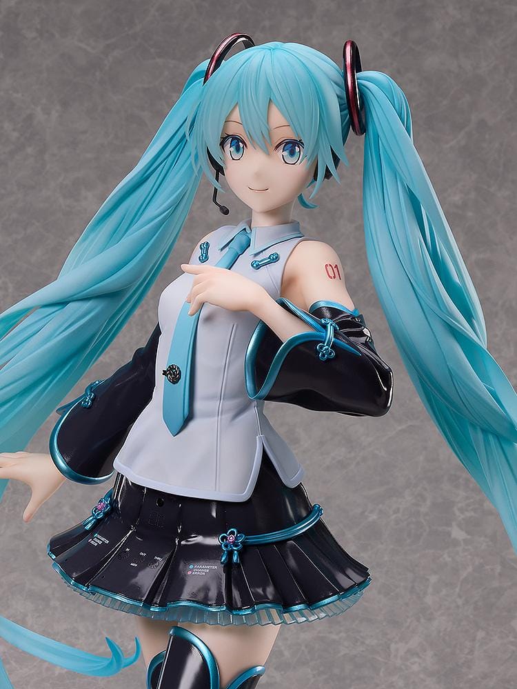 Hatsune Miku V4 CHINESE 1/3 Scale Figure featuring Miku with long teal twin tails, white and black outfit, teal accents, and an elegant display pose.
