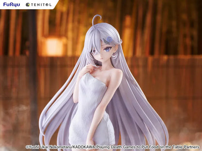 Playing Death Games to Put Food on the Table Tenitol Tall Yuki Golden Bath Ver figure with long silver hair and white towel design.