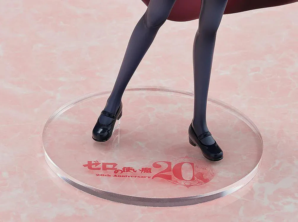 The Familiar of Zero KD Colle Louise 20th Anniversary Figure featuring Louise with pink hair, school uniform, flowing cape, and raised wand