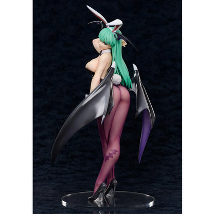 Darkstalkers B-Style Morrigan Bunny Ver. 1/4 scale figure with emerald-green hair, black bunny suit, bat wings, bunny ears, and fishnet stockings