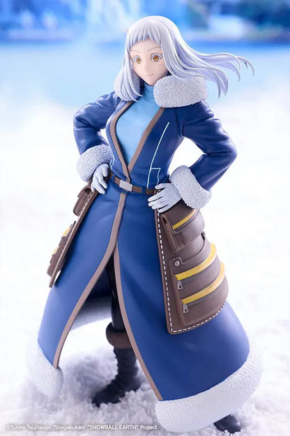 Ao Nogi figure standing with hands on hips on a black base, wearing a long navy coat with white trim and brown utility pockets.