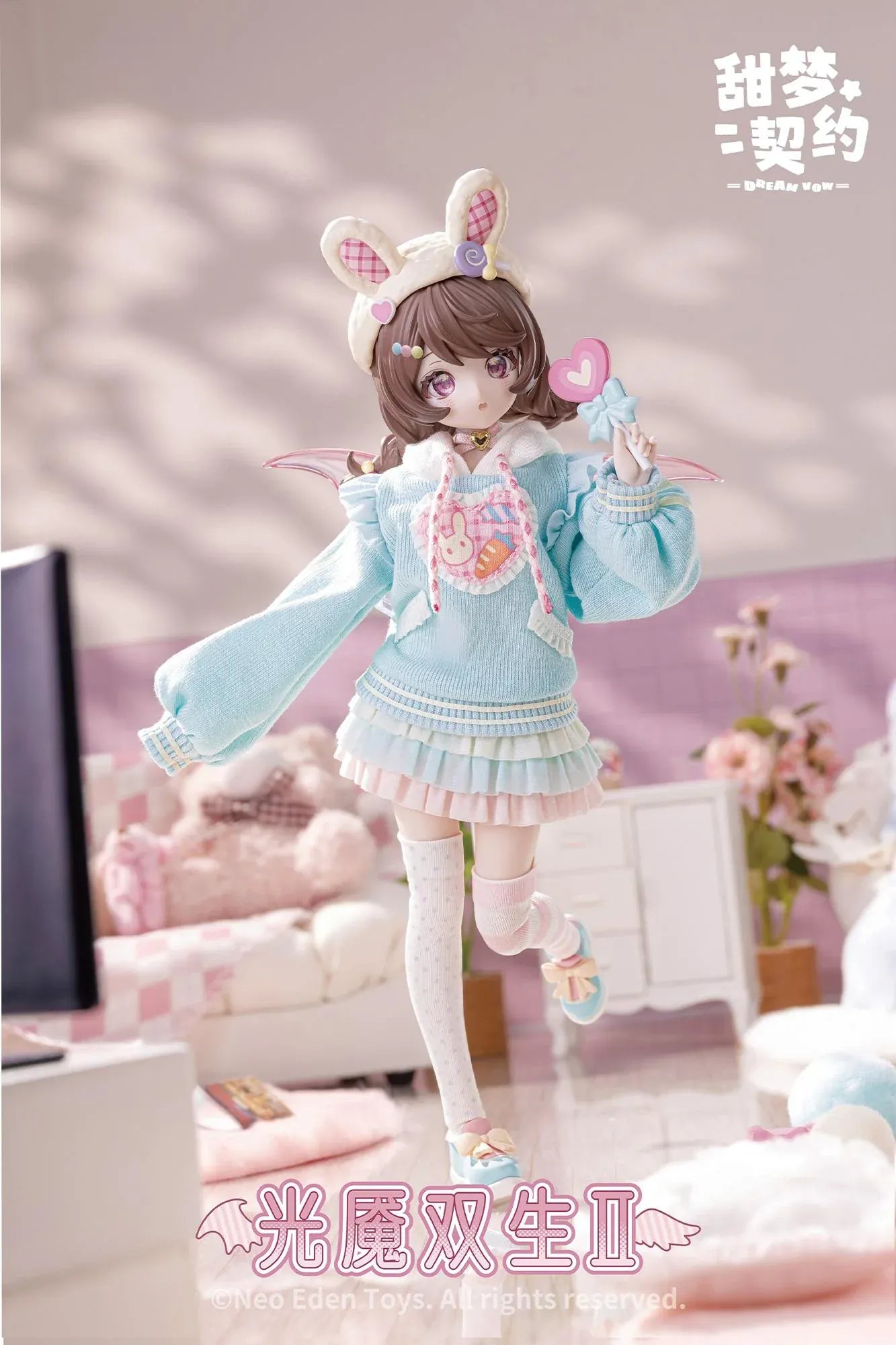 Angel and Demon Light Demon Twins 2 MJD Blind Doll six figure set featuring fantasy gothic and angel-inspired outfits