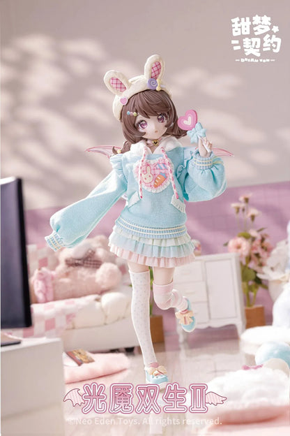 Angel and Demon Light Demon Twins 2 MJD Blind Doll six figure set featuring fantasy gothic and angel-inspired outfits