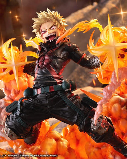 My Hero Academia ArtFX J Katsuki Bakugo Final Season Ver. 1/8 Scale Figure with explosive orange battle effects and hero costume