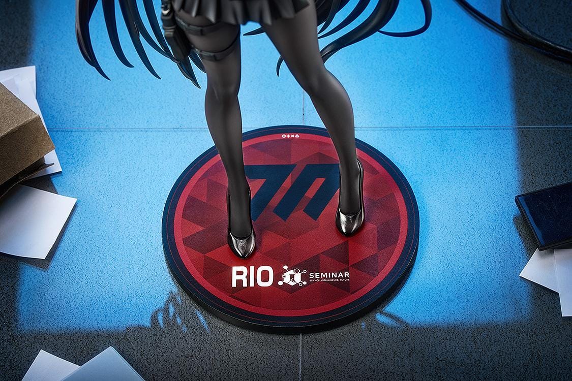 Blue Archive Rio 1/7 Scale Figure featuring Rio in her black business attire with tablet, halo, and themed display base
