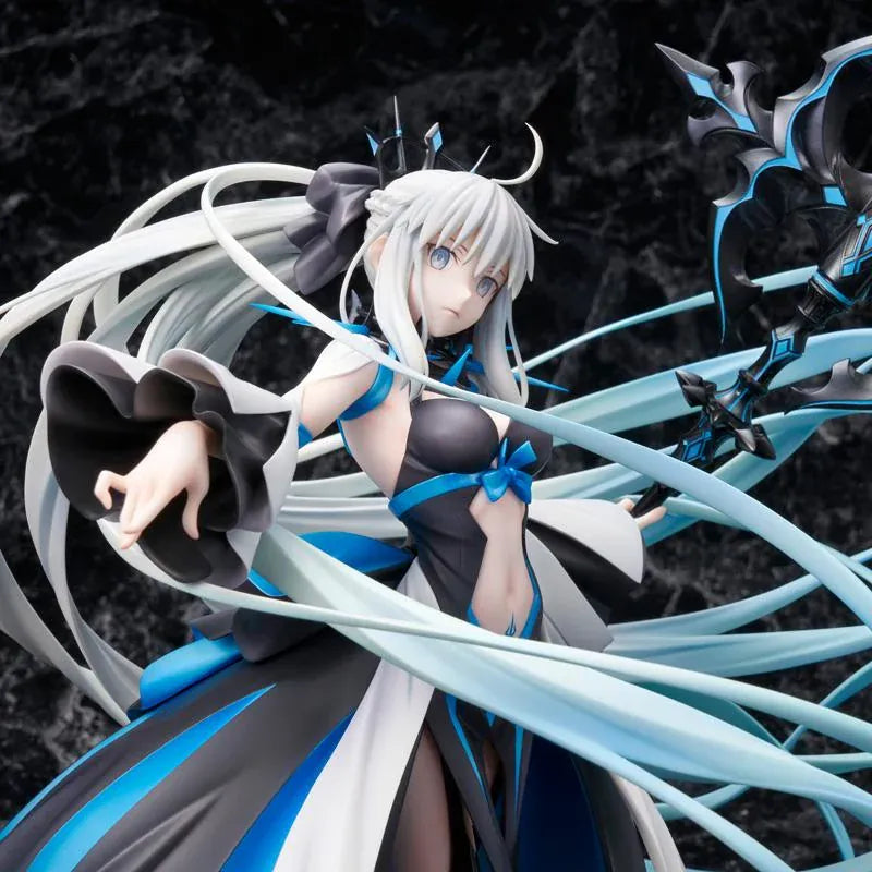 Fate Grand Order Berserker Morgan Le Fay Final Ascension Ver 1/7 Scale Figure with flowing silver hair and large black and blue weapon