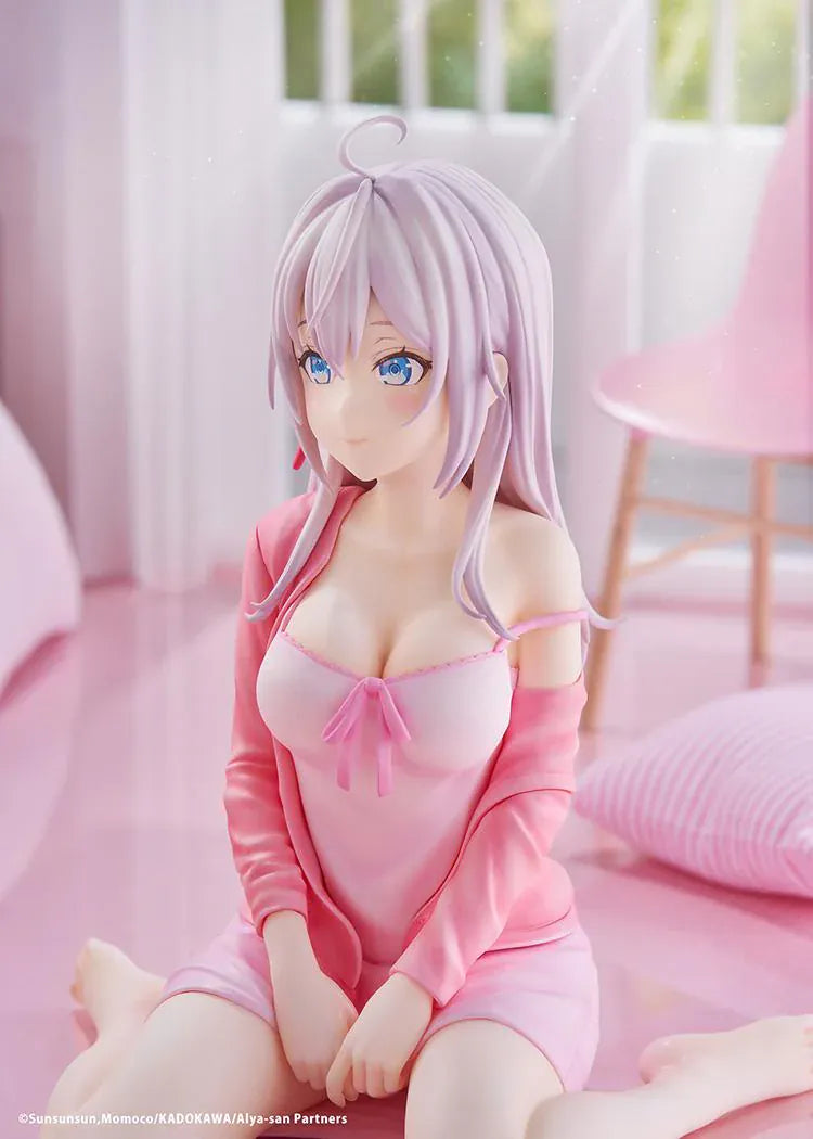 Alya Sometimes Hides Her Feelings in Russian Alisa Mikhailovna Kujou 1/6 Scale Figure in pink outfit with silver hair and seated pose