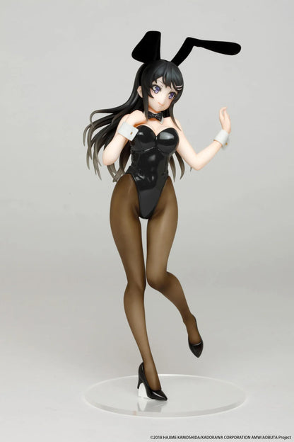 Rascal Does Not Dream of Bunny Girl Senpai Mai Sakurajima Bunny Ver. Coreful Figure Rerelease featuring Mai in a black bunny outfit with bunny ears, tights, heels, and display base.