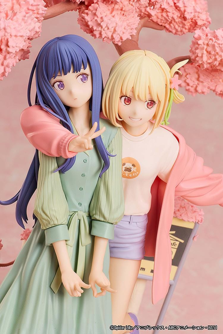 Chisato Nishikigi and Takina Inoue Spring Ver figure under cherry blossom tree with scenic base