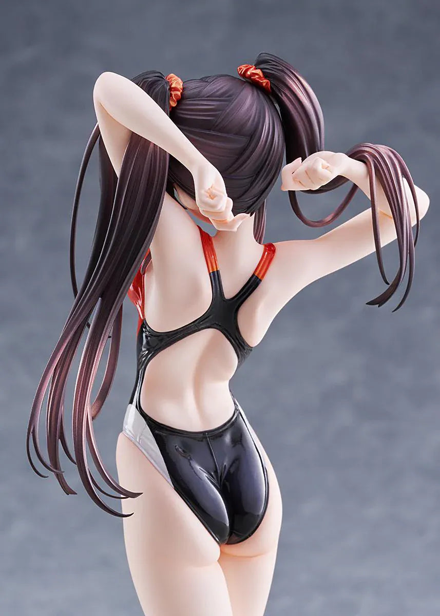 Swimsuit Silhouette DATE A LIVE Kurumi Tokisaki Swimwear Ver. 1/7 Scale Figure featuring Kurumi in a black, white, and red swimsuit with twin tails and a clear display base.