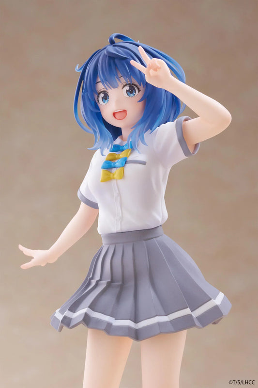 Too Many Losing Heroines Anna Yanami Coreful Figure with blue hair, school uniform outfit, peace sign pose, pleated skirt, and clear display base