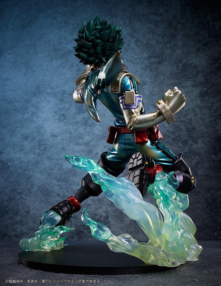 My Hero Academia Izuku Midoriya (Metallic Ver.) 1/4 Scale Figure in dynamic pose with glowing green Full Cowling energy effects