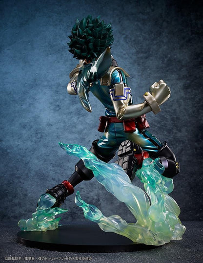 My Hero Academia Izuku Midoriya (Metallic Ver.) 1/4 Scale Figure in dynamic pose with glowing green Full Cowling energy effects