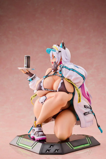 Meido-Busou Ax Street version 1/4 scale figure in crouching pose wearing streetwear maid outfit with sneakers and futuristic base
