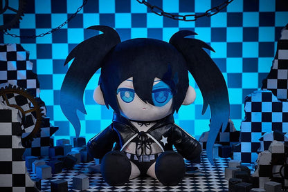 Black Rock Shooter Punipuni Big Plushie featuring a soft chibi-style seated plush design with black twin tails, blue eyes, and dark character-inspired outfit details.