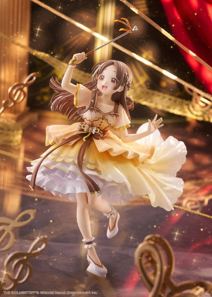 The Idolmaster Gakuen China Kuramoto 1/7 scale anime figure in a flowing yellow stage dress holding a microphone