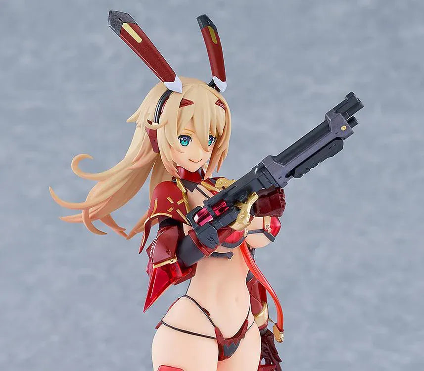 BUNNY SUIT PLANNING figma Veronica Sweetheart Swimsuit Ver. Figure with blonde hair, red swimsuit, sunglasses, platform sandals, and weapon accessory