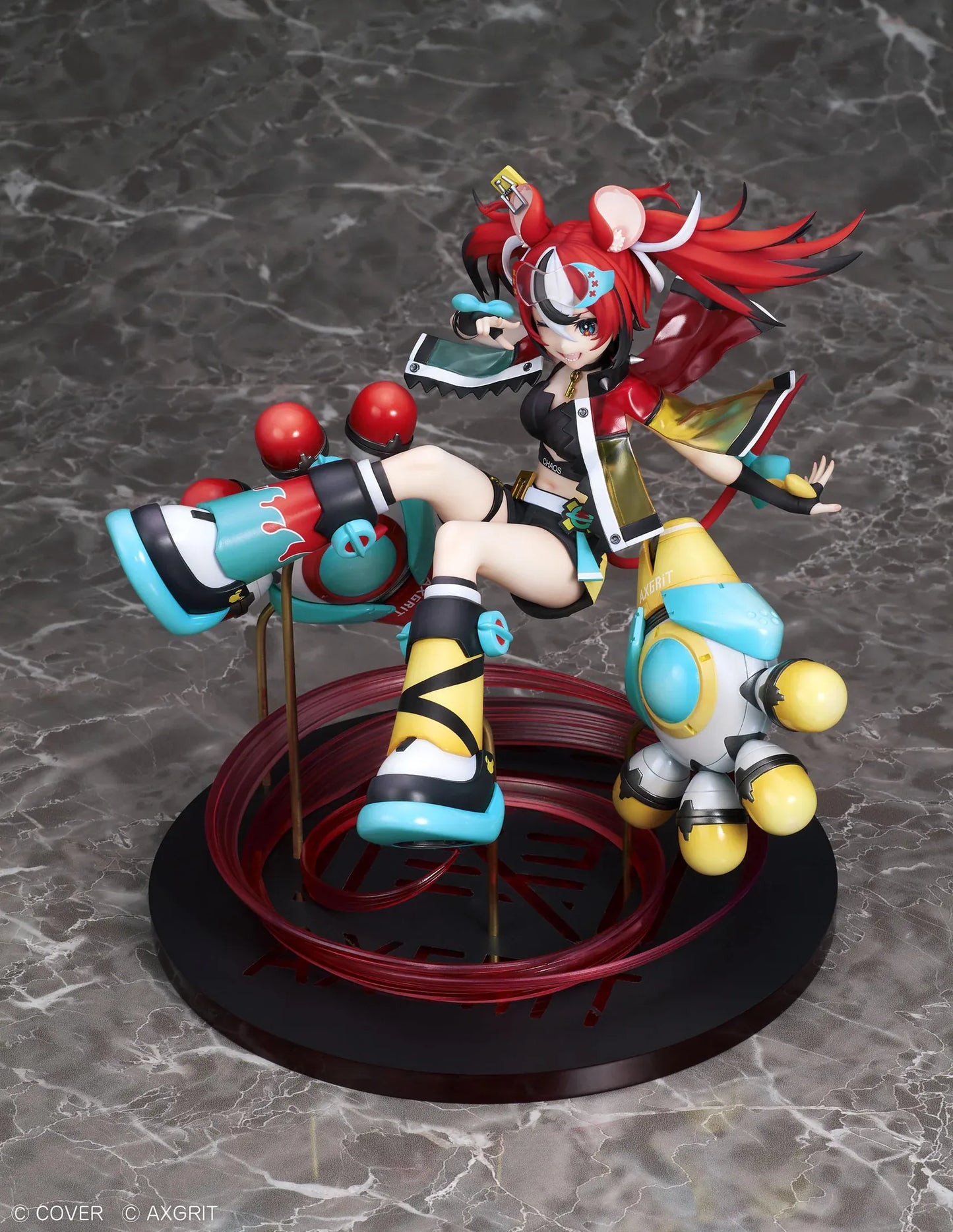 Hololive Hakos Baelz AXGRIT version 1/7 scale figure with dynamic pose red twin tails and mechanical companions