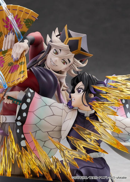 Demon Slayer Kimetsu no Yaiba Shinobu Kocho and Doma Non-Scale Figure with battle pose, translucent attack effects, fan accessory, and display base