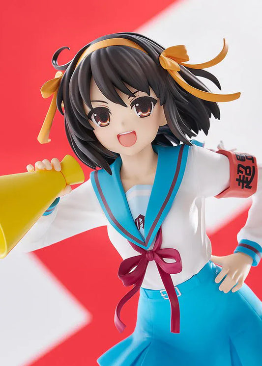POP UP PARADE Haruhi Suzumiya L Size anime figure holding megaphone in North High school uniform by Good Smile Company