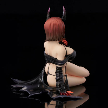 To Love-Ru Darkness Ryoko Mikado Darkness Ver. Figure (Rerelease) featuring a short reddish-brown-haired anime woman with green eyes, black horns, a revealing black outfit, long gloves, and red claw-like accents in a seated pose.